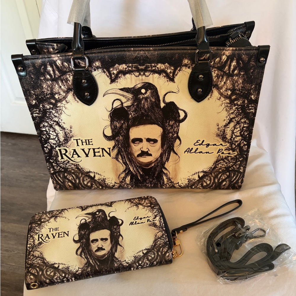 Lettoria Edgar Allen Poe “The Raven" - Large Handbag & Wallet ~ NWT